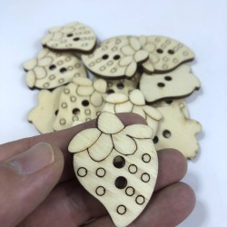 Çilek Motifli Doğal Ahşap Süsleme 5 Adet-AHB-142