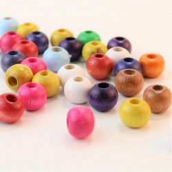 Karışık Renkli Ahşap Boncuk 20 Mm 1 Paket 100 Gram-AHB-157