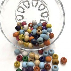 Karışık Renkli Yuvarlak Ahşap Boncuk-AHB-17