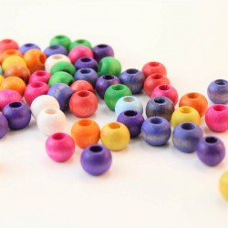 Karışık Renkli Ahşap Boncuk 12 Mm 1 Paket 100 Gram-AHB-172