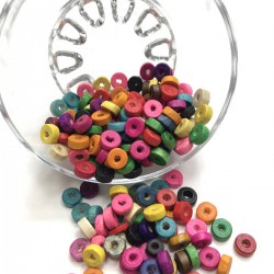 Karışık Renkli Tıpa Ahşap Boncuk-AHB-18