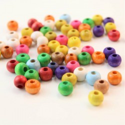 Karışık Renkli Ahşap Boncuk 8 Mm 1 Paket 100 Gram-AHB-182
