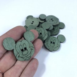 Yeşil Mickey Mouse Ahşap Süsleme 1 Adet-AHB-30