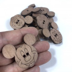 Doğal Koyu Mickey Mouse Ahşap Süsleme 1 Adet-AHB-32