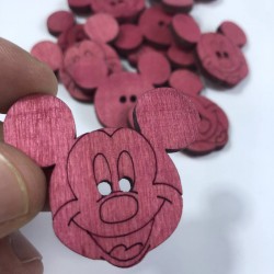 Pembe Mickey Mouse Ahşap Süsleme 1 Adet-AHB-33