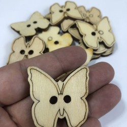 Kelebek Desenli Doğal Ahşap Süsleme 1 Adet-AHB-38