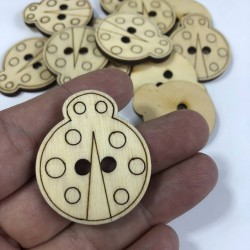 Uğur Böceği Desenli Doğal Ahşap Süsleme 1 Adet-AHB-39