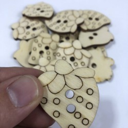 Çilek Desenli Doğal Ahşap Süsleme 1 Adet-AHB-42