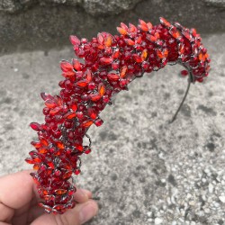 Aldonsa Kırmızı Gelin Kına Tacı Özel Gün Aksesuar Kadın Taç Saç Aksesuarı-ALDONSA-2 Aldonsa Kırmızı Gelin Kına Tacı Özel Gün Aksesuar Kadın Taç Saç Aksesuarı-ALDONSA-2