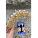 Aldonsa Gold Gelin Kına Tacı Özel Gün Aksesuar Kadın Taç Ve Geniş Mekik Küpe Takımı-ALDONSA-24 Aldonsa Gold Gelin Kına Tacı Özel Gün Aksesuar Kadın Taç Ve Geniş Mekik Küpe Takımı-ALDONSA-24