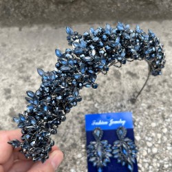 Aldonsa Lacivert Gelin Kına Tacı Özel Gün Aksesuar Kadın Taç Ve İnce Mekik Küpe Takımı-ALDONSA-28 Aldonsa Lacivert Gelin Kına Tacı Özel Gün Aksesuar Kadın Taç Ve İnce Mekik Küpe Takımı-ALDONSA-28