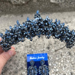 Aldonsa Lacivert Gelin Kına Tacı Özel Gün Aksesuar Kadın Taç Ve İnce Mekik Küpe Takımı-ALDONSA-28 Aldonsa Lacivert Gelin Kına Tacı Özel Gün Aksesuar Kadın Taç Ve İnce Mekik Küpe Takımı-ALDONSA-28