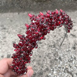 Aldonsa Bordo Gelin Kına Tacı Özel Gün Aksesuar Kadın Taç Saç Aksesuarı-ALDONSA-4 Aldonsa Bordo Gelin Kına Tacı Özel Gün Aksesuar Kadın Taç Saç Aksesuarı-ALDONSA-4