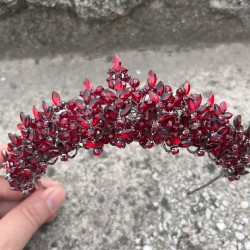 Aldonsa Bordo Gelin Kına Tacı Özel Gün Aksesuar Kadın Taç Saç Aksesuarı-ALDONSA-4 Aldonsa Bordo Gelin Kına Tacı Özel Gün Aksesuar Kadın Taç Saç Aksesuarı-ALDONSA-4