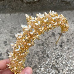 Aldonsa Gold Gelin Kına Tacı Özel Gün Aksesuar Kadın Taç Saç Aksesuarı-ALDONSA-5 Aldonsa Gold Gelin Kına Tacı Özel Gün Aksesuar Kadın Taç Saç Aksesuarı-ALDONSA-5