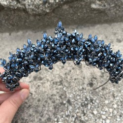 Aldonsa Lacivert Gelin Kına Tacı Özel Gün Aksesuar Kadın Taç Saç Aksesuarı-ALDONSA-6 Aldonsa Lacivert Gelin Kına Tacı Özel Gün Aksesuar Kadın Taç Saç Aksesuarı-ALDONSA-6