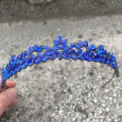 Alejandro Saks Mavi Gelin Kına Tacı Özel Gün Aksesuar Kadın Taç Saç Aksesuarı-ALEJANDRO-2 Alejandro Saks Mavi Gelin Kına Tacı Özel Gün Aksesuar Kadın Taç Saç Aksesuarı-ALEJANDRO-2