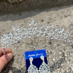 Alejandro Gümüş Gelin Kına Tacı Özel Gün Aksesuar Kadın Taç Ve Damla Mekik Küpe Takımı-ALEJANDRO-27 Alejandro Gümüş Gelin Kına Tacı Özel Gün Aksesuar Kadın Taç Ve Damla Mekik Küpe Takımı-ALEJANDRO-27