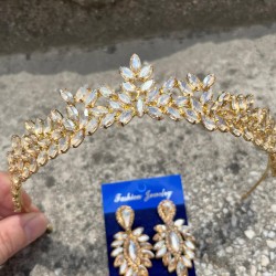 Alejandro Gold Gelin Kına Tacı Özel Gün Aksesuar Kadın Taç Ve İnce Mekik Küpe Takımı-ALEJANDRO-30 Alejandro Gold Gelin Kına Tacı Özel Gün Aksesuar Kadın Taç Ve İnce Mekik Küpe Takımı-ALEJANDRO-30