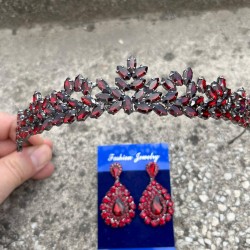 Alejandro Bordo Gelin Kına Tacı Özel Gün Aksesuar Kadın Taç Ve Damla Mekik Küpe Takımı-ALEJANDRO-35 Alejandro Bordo Gelin Kına Tacı Özel Gün Aksesuar Kadın Taç Ve Damla Mekik Küpe Takımı-ALEJANDRO-35