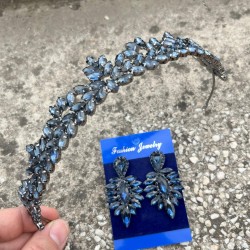 Alejandro Lacivert Gelin Kına Tacı Özel Gün Aksesuar Kadın Taç Ve İnce Mekik Küpe Takımı-ALEJANDRO-39 Alejandro Lacivert Gelin Kına Tacı Özel Gün Aksesuar Kadın Taç Ve İnce Mekik Küpe Takımı-ALEJANDRO-39