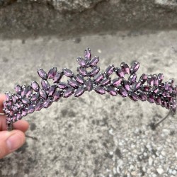 Alejandro Mor Gelin Kına Tacı Özel Gün Aksesuar Kadın Taç Saç Aksesuarı-ALEJANDRO-4 Alejandro Mor Gelin Kına Tacı Özel Gün Aksesuar Kadın Taç Saç Aksesuarı-ALEJANDRO-4