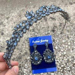 Alejandro Lacivert Gelin Kına Tacı Özel Gün Aksesuar Kadın Taç Ve Damla Mekik Küpe Takımı-ALEJANDRO-40 Alejandro Lacivert Gelin Kına Tacı Özel Gün Aksesuar Kadın Taç Ve Damla Mekik Küpe Takımı-ALEJANDRO-40