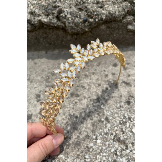 Alejandro Gold Gelin Kına Tacı Özel Gün Aksesuar Kadın Taç Saç Aksesuarı-ALEJANDRO-9 Alejandro Gold Gelin Kına Tacı Özel Gün Aksesuar Kadın Taç Saç Aksesuarı-ALEJANDRO-9