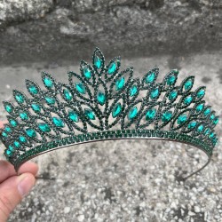 Alexa Yeşil Gelin Kına Tacı Özel Gün Aksesuar Kadın Taç Saç Aksesuarı-ALEXA-2