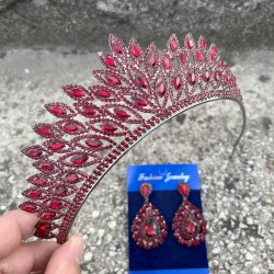 Alexa Bordo Gelin Kına Tacı Özel Gün Aksesuar Kadın Taç Ve Damla Mekik Küpe Takımı-ALEXA-22 Alexa Bordo Gelin Kına Tacı Özel Gün Aksesuar Kadın Taç Ve Damla Mekik Küpe Takımı-ALEXA-22