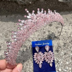 Alyce Pembe Gelin Kına Tacı Özel Gün Aksesuar Kadın Taç Ve İnce Mekik Küpe Takımı-ALYCE-23 Alyce Pembe Gelin Kına Tacı Özel Gün Aksesuar Kadın Taç Ve İnce Mekik Küpe Takımı-ALYCE-23