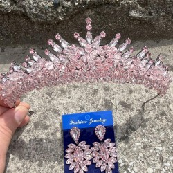 Alyce Pembe Gelin Kına Tacı Özel Gün Aksesuar Kadın Taç Ve İnce Mekik Küpe Takımı-ALYCE-23 Alyce Pembe Gelin Kına Tacı Özel Gün Aksesuar Kadın Taç Ve İnce Mekik Küpe Takımı-ALYCE-23