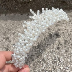 Alyce Krem İncili Gelin Kına Tacı Özel Gün Aksesuar Kadın Taç Saç Aksesuarı-ALYCE-3 Alyce Krem İncili Gelin Kına Tacı Özel Gün Aksesuar Kadın Taç Saç Aksesuarı-ALYCE-3