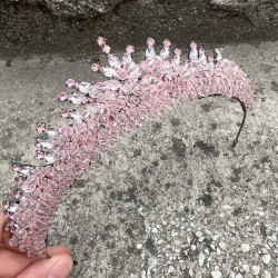 Alyce Pembe Gelin Kına Tacı Özel Gün Aksesuar Kadın Taç Saç Aksesuarı-ALYCE-4 Alyce Pembe Gelin Kına Tacı Özel Gün Aksesuar Kadın Taç Saç Aksesuarı-ALYCE-4