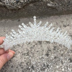 Alyce Gümüş Gelin Kına Tacı Özel Gün Aksesuar Kadın Taç Saç Aksesuarı-ALYCE-5