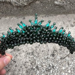 Alyce Yeşil Gelin Kına Tacı Özel Gün Aksesuar Kadın Taç Saç Aksesuarı-ALYCE-8 Alyce Yeşil Gelin Kına Tacı Özel Gün Aksesuar Kadın Taç Saç Aksesuarı-ALYCE-8