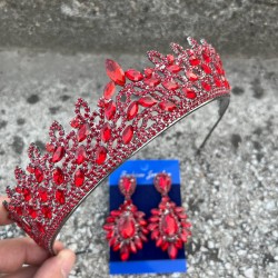 Amara Kırmızı Taç ve Geniş Mekik Küpe Takımı – Işıltılı Abiye Gelin Seti-AMARA-10 Amara Kırmızı Taç ve Geniş Mekik Küpe Takımı – Işıltılı Abiye Gelin Seti-AMARA-10