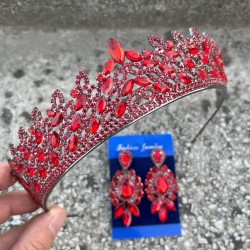 Amara Kırmızı Taç ve Üç Mekik Küpe Takımı – Işıltılı Abiye Gelin Seti-AMARA-11 Amara Kırmızı Taç ve Üç Mekik Küpe Takımı – Işıltılı Abiye Gelin Seti-AMARA-11