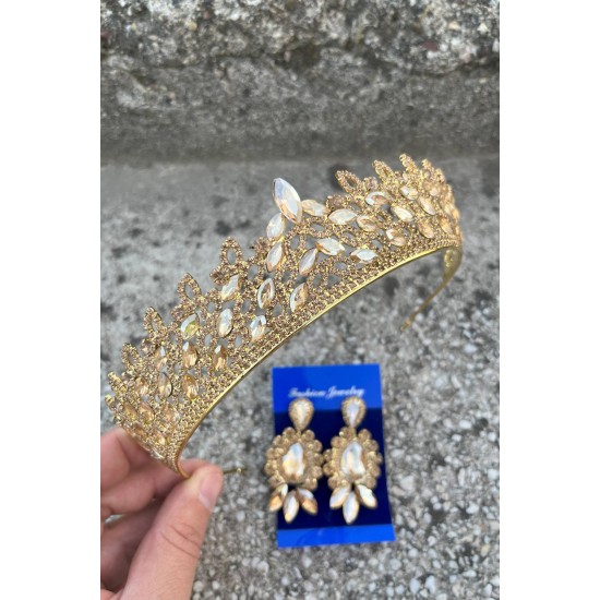 Amara Gold Taç ve Üç Mekik Küpe Takımı – Işıltılı Abiye Gelin Seti-AMARA-14 Amara Gold Taç ve Üç Mekik Küpe Takımı – Işıltılı Abiye Gelin Seti-AMARA-14