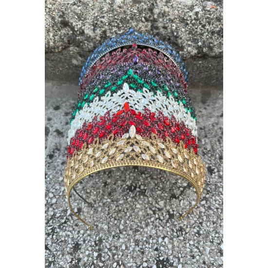 Amara Özel Tasarım Taç – Gold Taşlı Kına, Nişan, Düğün İçin Saç Aksesuarı-AMARA-2 Amara Özel Tasarım Taç – Gold Taşlı Kına, Nişan, Düğün İçin Saç Aksesuarı-AMARA-2