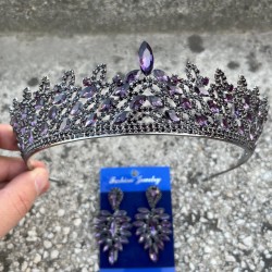 Amara Mor Taç ve İnce Mekik Küpe Takımı – Işıltılı Abiye Gelin Seti-AMARA-25 Amara Mor Taç ve İnce Mekik Küpe Takımı – Işıltılı Abiye Gelin Seti-AMARA-25