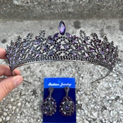 Amara Mor Taç ve Damla Mekik Küpe Takımı – Işıltılı Abiye Gelin Seti-AMARA-26 Amara Mor Taç ve Damla Mekik Küpe Takımı – Işıltılı Abiye Gelin Seti-AMARA-26