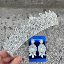 Amara Gümüş Taç ve Üç Mekik Küpe Takımı – Işıltılı Abiye Gelin Seti-AMARA-34 Amara Gümüş Taç ve Üç Mekik Küpe Takımı – Işıltılı Abiye Gelin Seti-AMARA-34