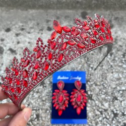 Amara Kırmızı Taç ve İnce Mekik Küpe Takımı – Işıltılı Abiye Gelin Seti-AMARA-8 Amara Kırmızı Taç ve İnce Mekik Küpe Takımı – Işıltılı Abiye Gelin Seti-AMARA-8