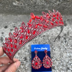 Amara Kırmızı Taç ve Damla Mekik Küpe Takımı – Işıltılı Abiye Gelin Seti-AMARA-9 Amara Kırmızı Taç ve Damla Mekik Küpe Takımı – Işıltılı Abiye Gelin Seti-AMARA-9