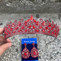 Amara Kırmızı Taç ve Damla Mekik Küpe Takımı – Işıltılı Abiye Gelin Seti-AMARA-9 Amara Kırmızı Taç ve Damla Mekik Küpe Takımı – Işıltılı Abiye Gelin Seti-AMARA-9