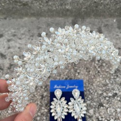 Amelia Gümüş Gelin Kına Tacı Özel Gün Aksesuar Kadın Taç Ve İnce Mekik Küpe Takımı-AMELIA-21 Amelia Gümüş Gelin Kına Tacı Özel Gün Aksesuar Kadın Taç Ve İnce Mekik Küpe Takımı-AMELIA-21