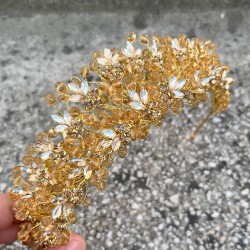 Amelia Gold Gelin Kına Tacı Özel Gün Aksesuar Kadın Taç Saç Aksesuarı-AMELIA-6 Amelia Gold Gelin Kına Tacı Özel Gün Aksesuar Kadın Taç Saç Aksesuarı-AMELIA-6