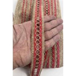 Kırmızı Arlisse J&uuml;t Hasır Şerit Dekoratif Kenar S&uuml;s&uuml; 1 Metre Paketleme S&uuml;sleme-ARLISSE-100