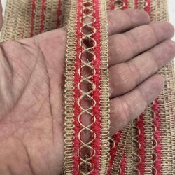 Kırmızı Arlisse J&uuml;t Hasır Şerit Dekoratif Kenar S&uuml;s&uuml; 1 Metre Paketleme S&uuml;sleme-ARLISSE-100